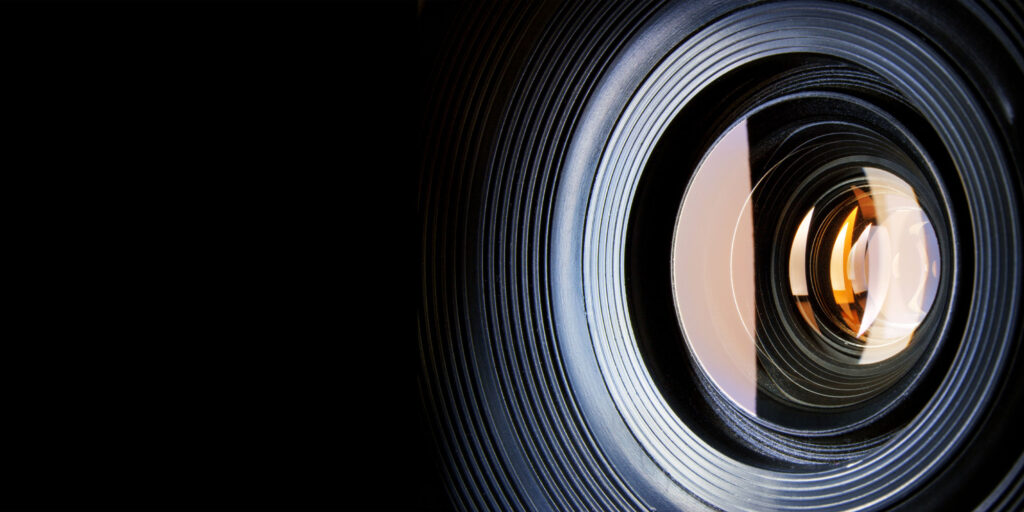 close up shot of video camera lens